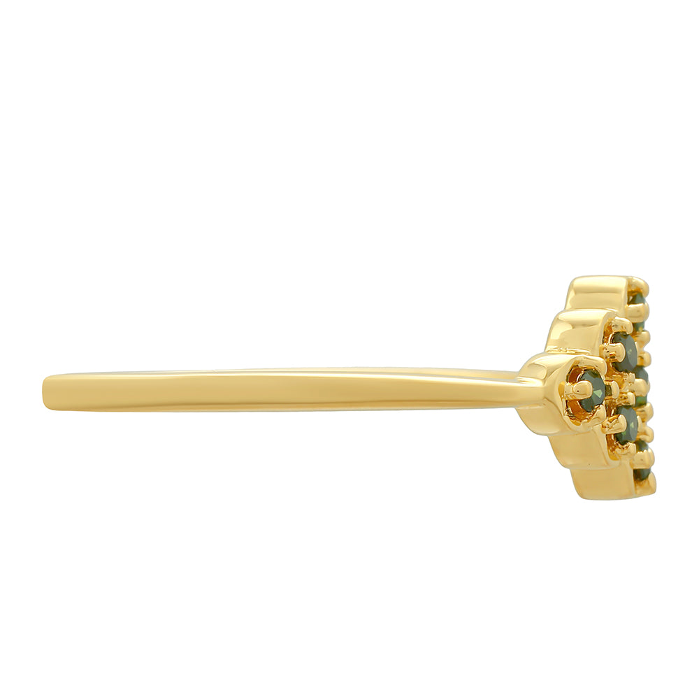 Anillo de Plata Bañada en Oro con Diamante Verde 2 