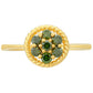 Anillo de Plata Bañada en Oro con Diamante Verde