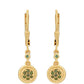 Pendientes de Plata Bañada en Oro con Diamante Verde