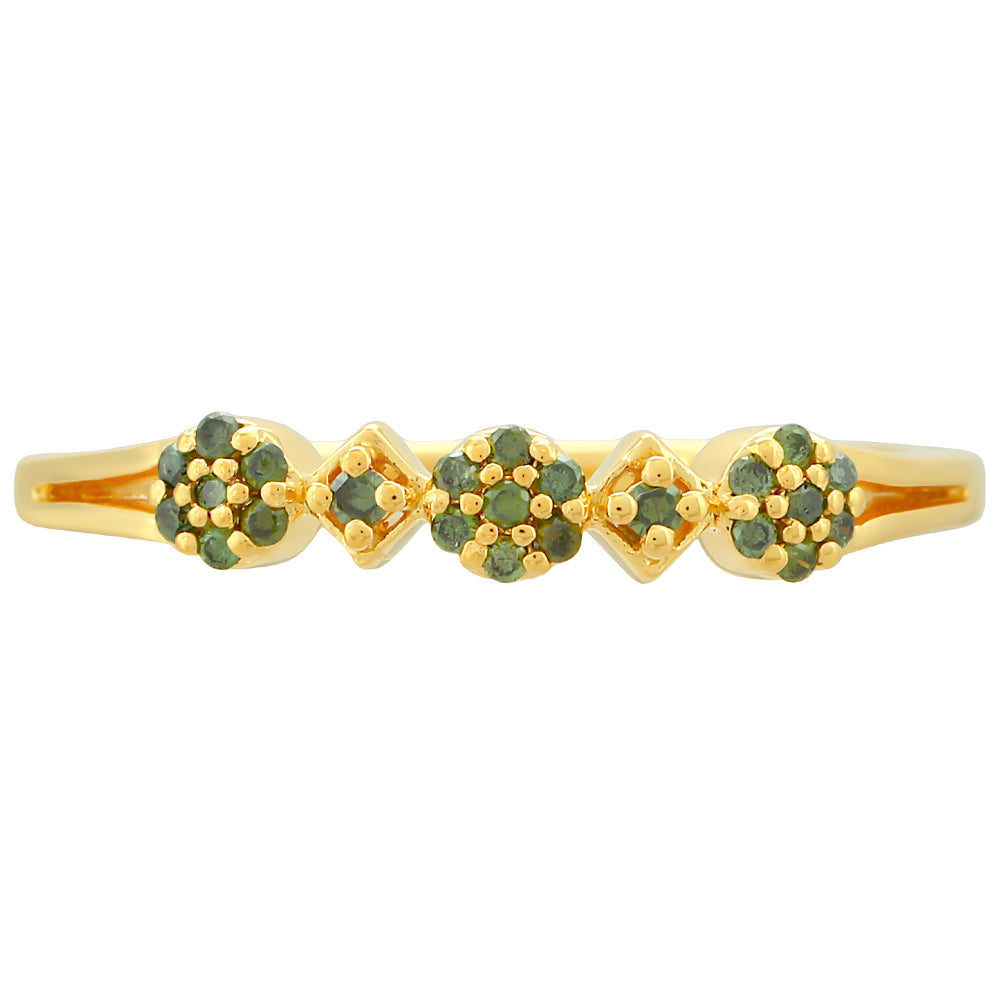 Anillo de Plata Bañada en Oro con Diamante Verde 1 