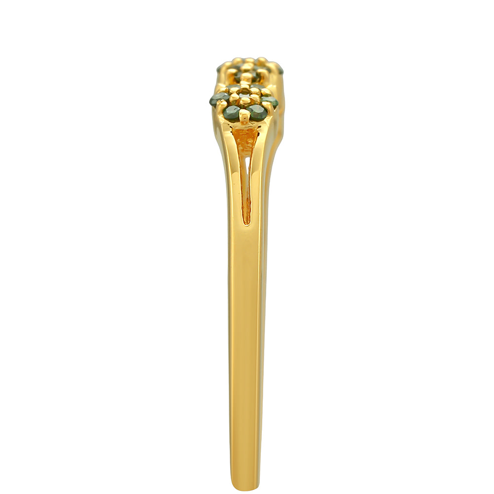 Anillo de Plata Bañada en Oro con Diamante Verde 3 