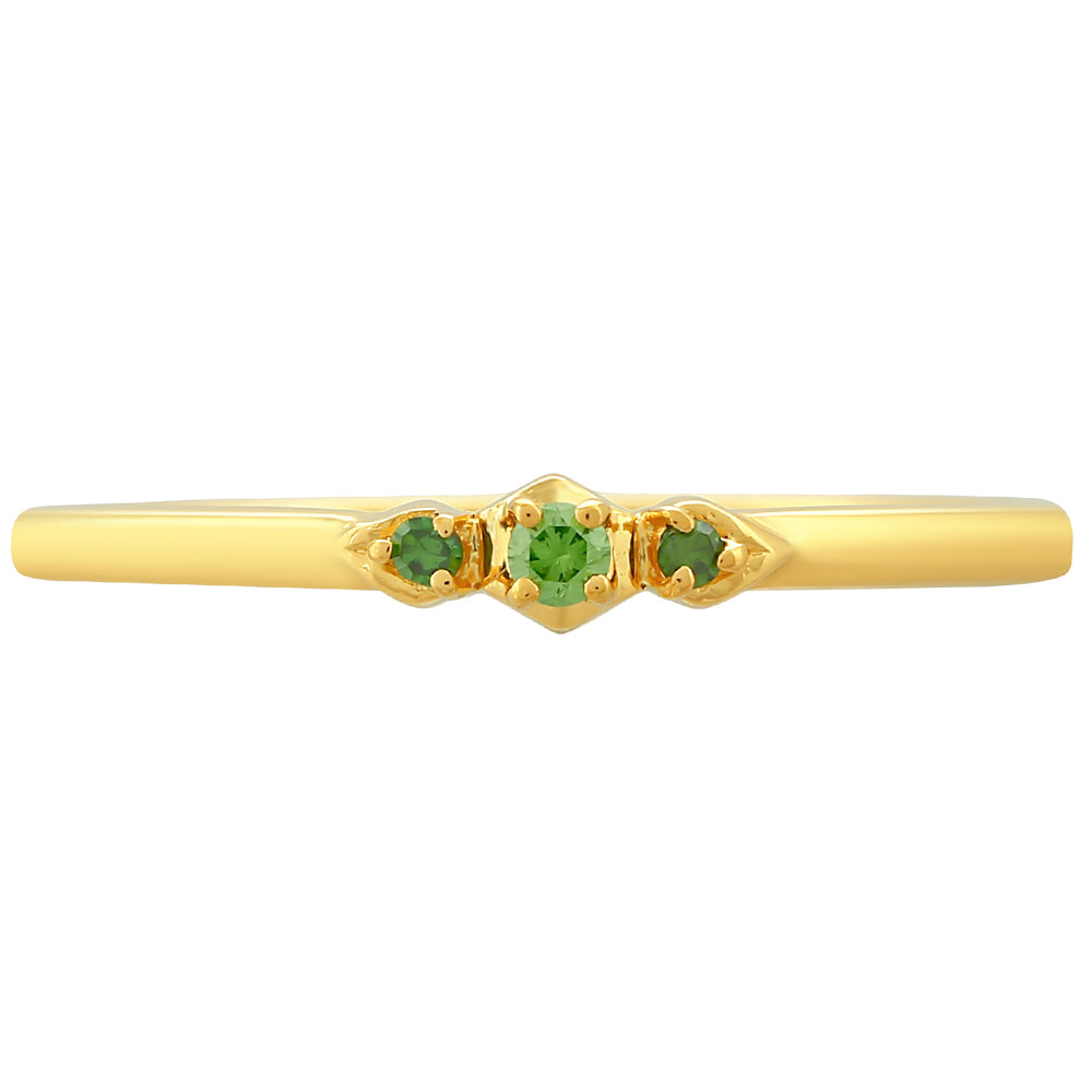 Anillo de Plata Bañada en Oro con Diamante Verde 1 