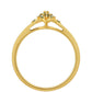 Anillo de Plata Bañada en Oro con Diamante Verde