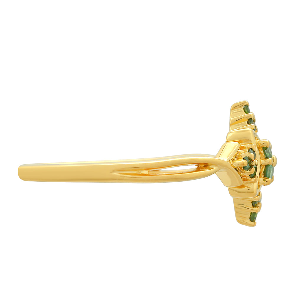 Anillo de Plata Bañada en Oro con Diamante Verde 2 