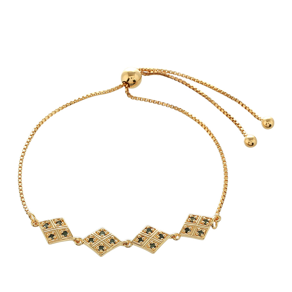 Pulsera de Plata Bañada en Oro con Diamante Verde 1 