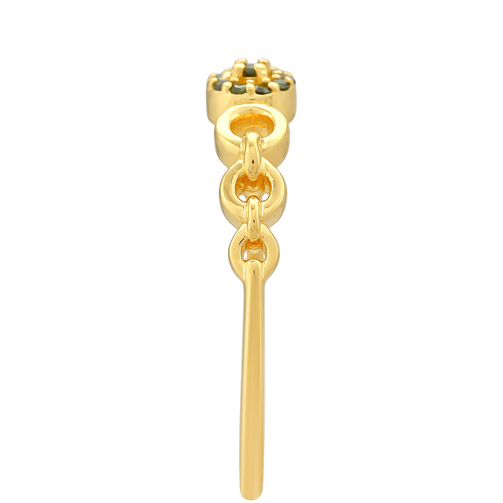 Anillo de Plata Bañada en Oro con Diamante Verde