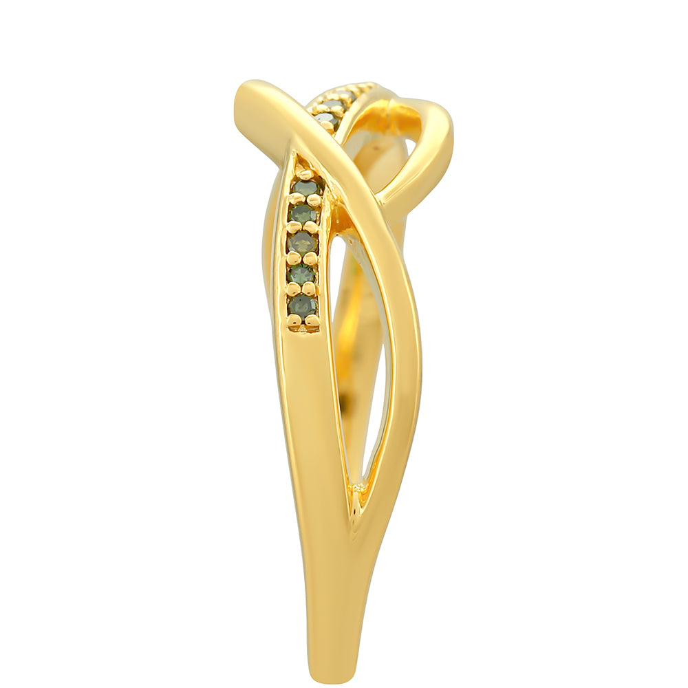 Anillo de Plata Bañada en Oro con Diamante Verde 3 