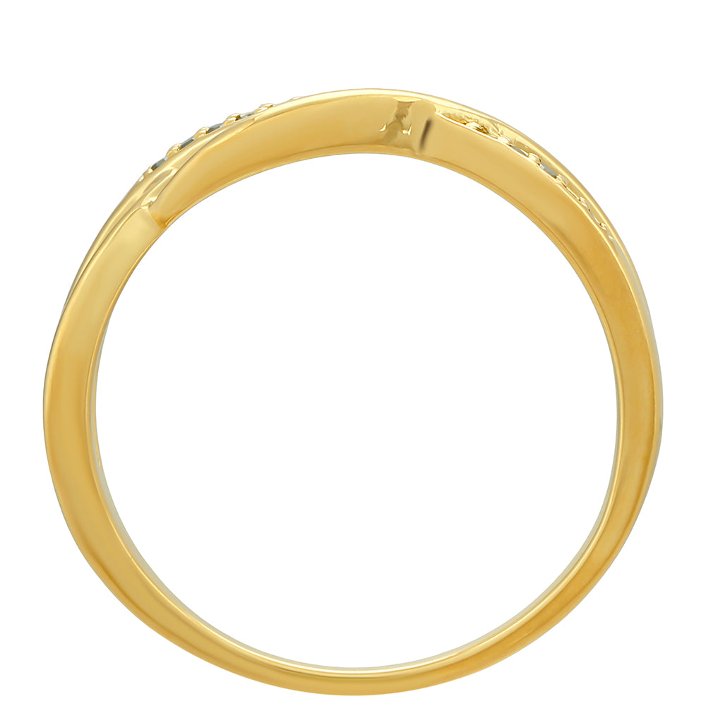 Anillo de Plata Bañada en Oro con Diamante Verde 4 