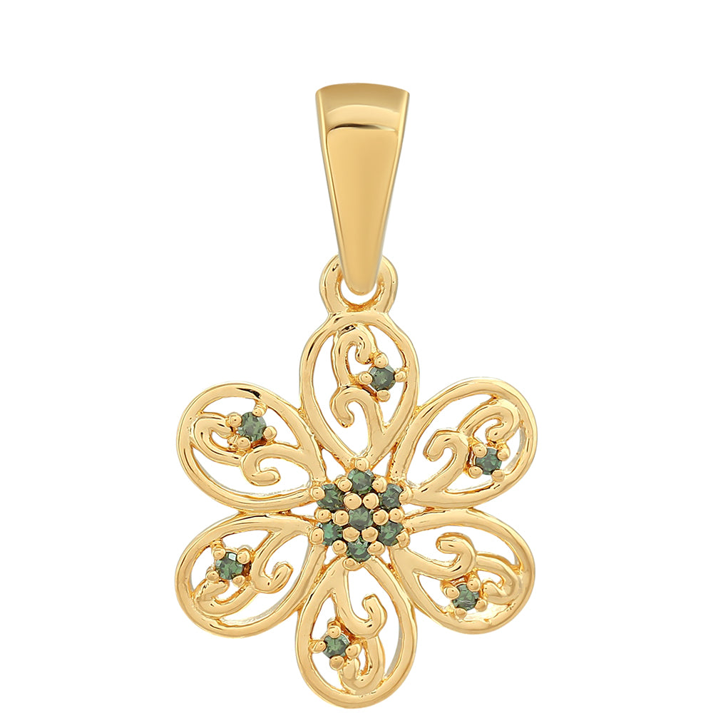 Colgante de Plata Bañada en Oro con Diamante Verde