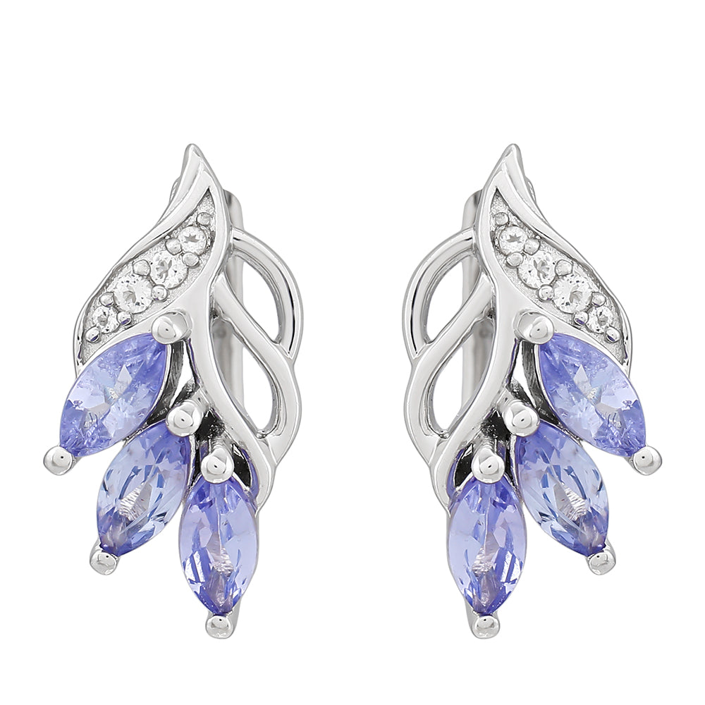 Pendientes de Plata con Tanzanita AAA y Topacio Blanco 1 