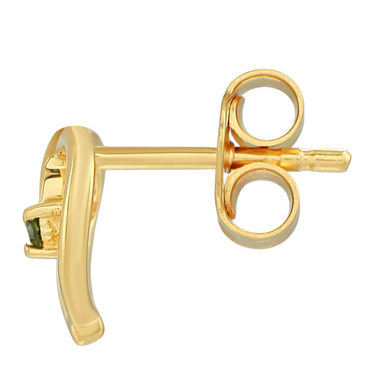 Pendientes de Plata Bañada en Oro con Diamante Verde