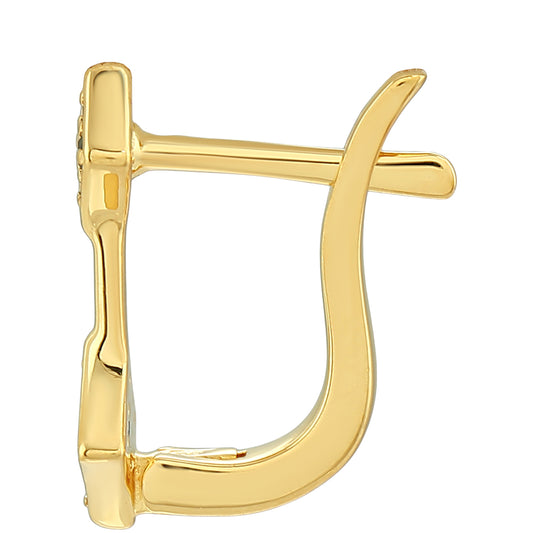 Pendientes de Plata Bañada en Oro con Diamante Verde