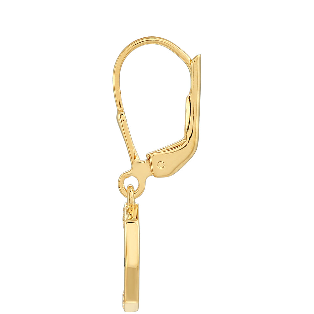 Pendientes de Plata Bañada en Oro con Diamante Verde 2 