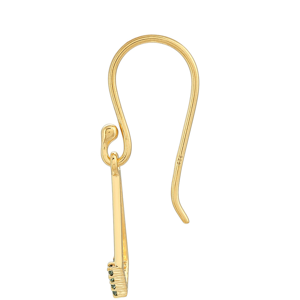 Pendientes de Plata Bañada en Oro con Diamante Verde 2 