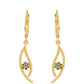 Pendientes de Plata Bañada en Oro con Diamante Verde