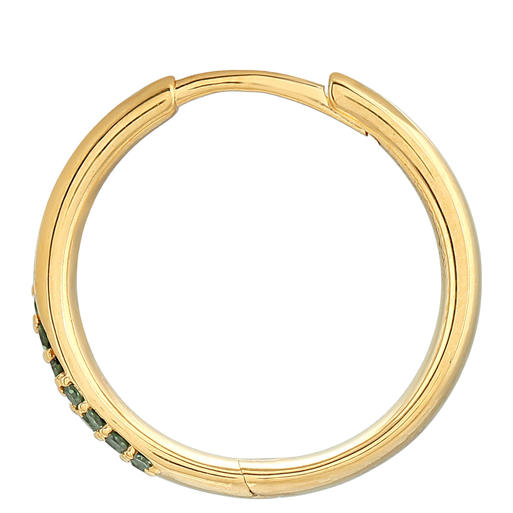 Pendientes de Plata Bañada en Oro con Diamante Verde 2 