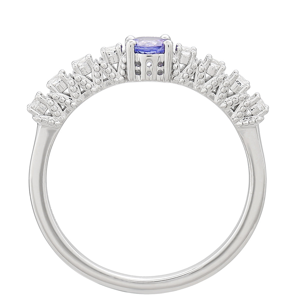 Anillo de Plata con Tanzanita AAA y Topacio Blanco