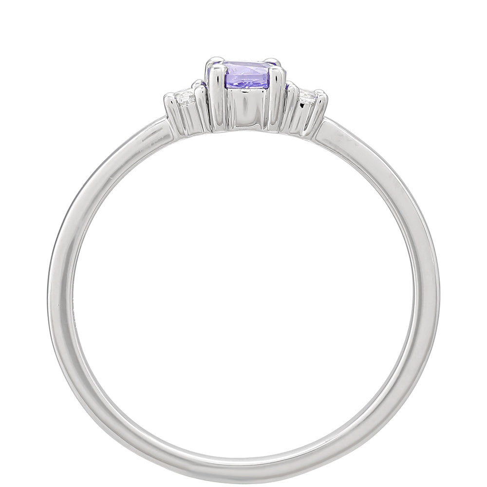 Anillo de Plata con Tanzanita AAA y Topacio Blanco