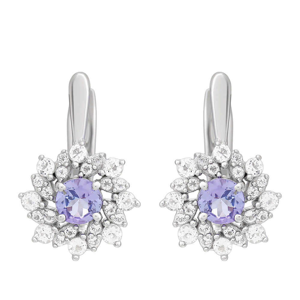 Pendientes de Plata con Tanzanita AAA y Topacio Blanco 1 