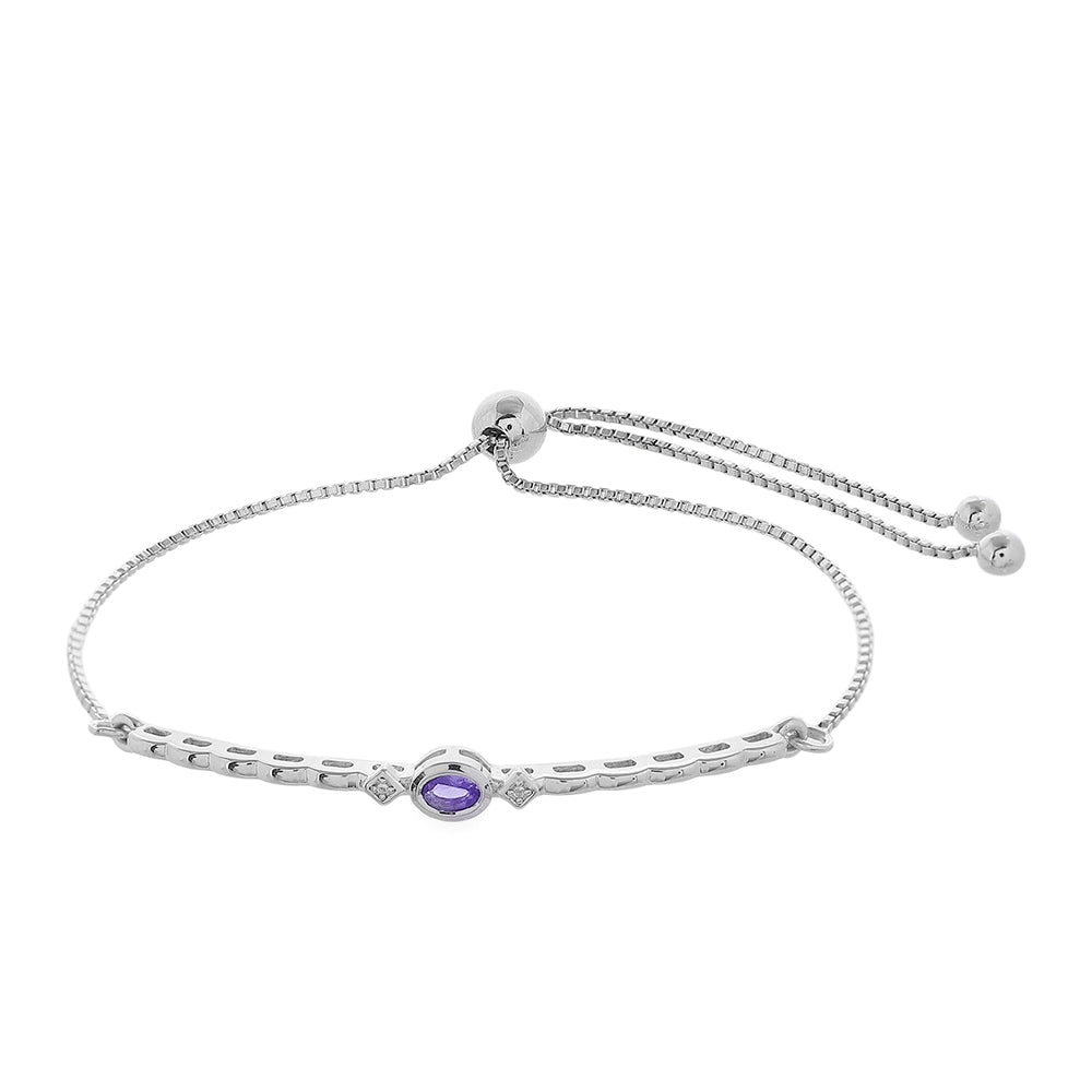 Pulsera de Plata con Tanzanita AAA y Topacio Blanco 1 
