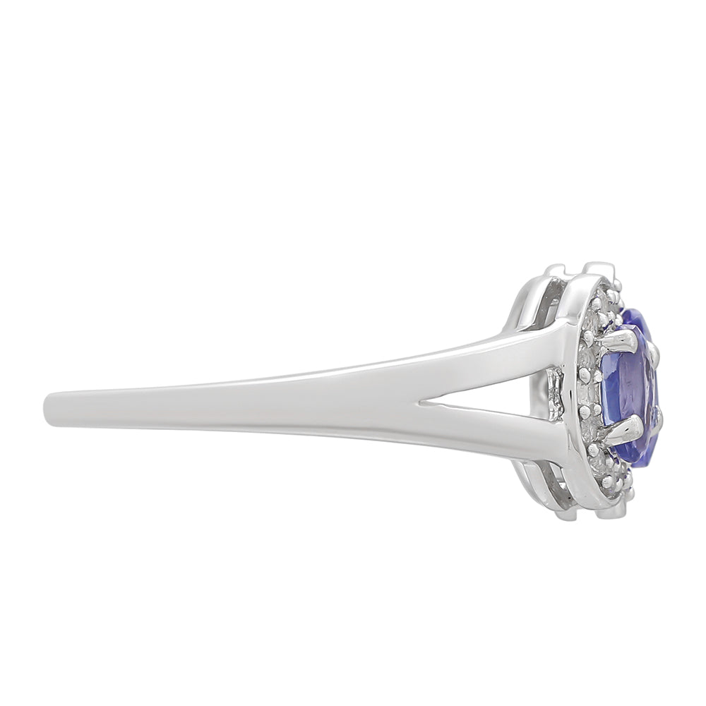 Anillo de Plata con Tanzanita AAA y Topacio Blanco 2 