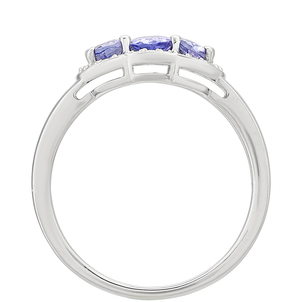 Anillo de Plata con Tanzanita AAA y Topacio Blanco 4 