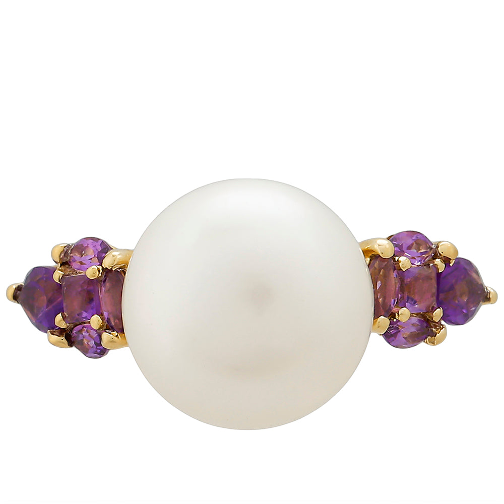 Anillo de Oro 9K con Amatista y Perla blanca de agua dulce 1 