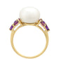 Anillo de Oro 9K con Amatista y Perla blanca de agua dulce
