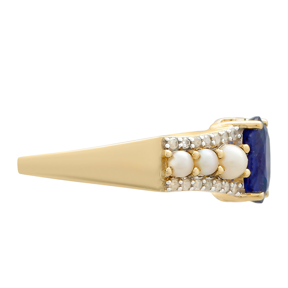 Anillo de Oro 9K con Zafiro de Tailandia y Diamante blanco 2 