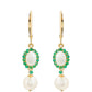Pendientes de Oro 9K con Esmeralda de Brasil y Perla blanca de agua dulce