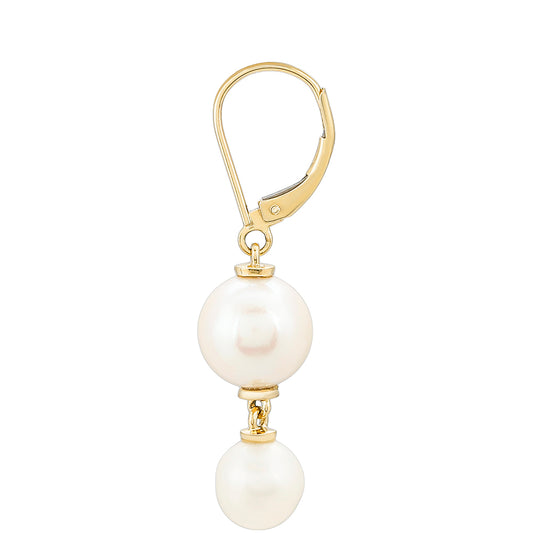 Pendientes de Oro 9K con Perla blanca de agua dulce
