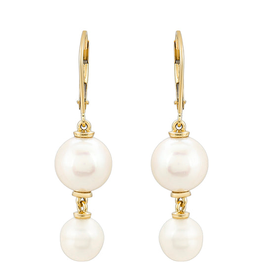 Pendientes de Oro 9K con Perla blanca de agua dulce