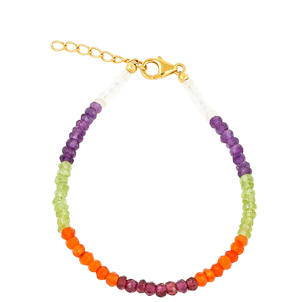 Pulsera de Plata Bañada en Oro con Priedra Preciosa Caleidoscopio