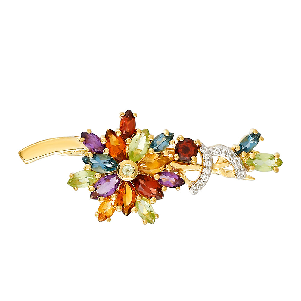 Broche de Plata Bañada en Oro con Amatista y Citrino de Madeira