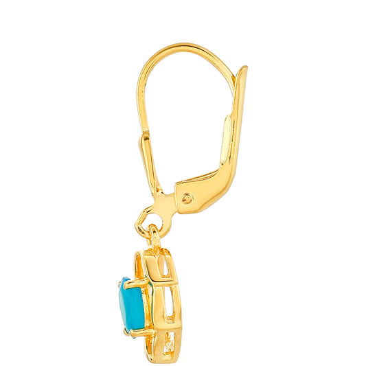 Pendientes de Plata Bañada en Oro con Ópalo Azul Paraiba de Etiopía