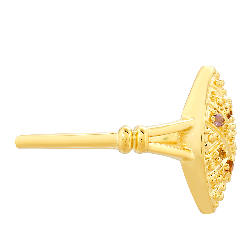 Anillo de Plata Bañada en Oro con Amatista y Citrino de Madeira