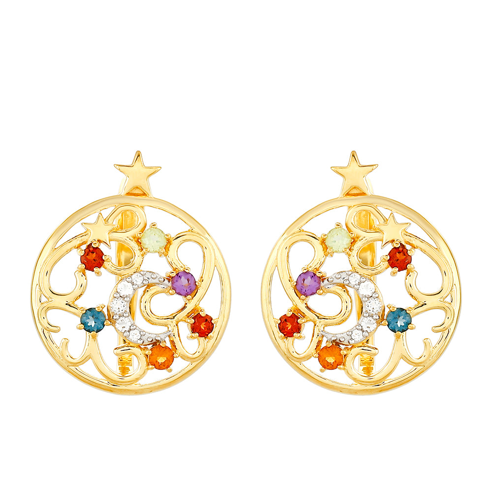 Pendientes de Plata Bañada en Oro con Amatista y Citrino 1 