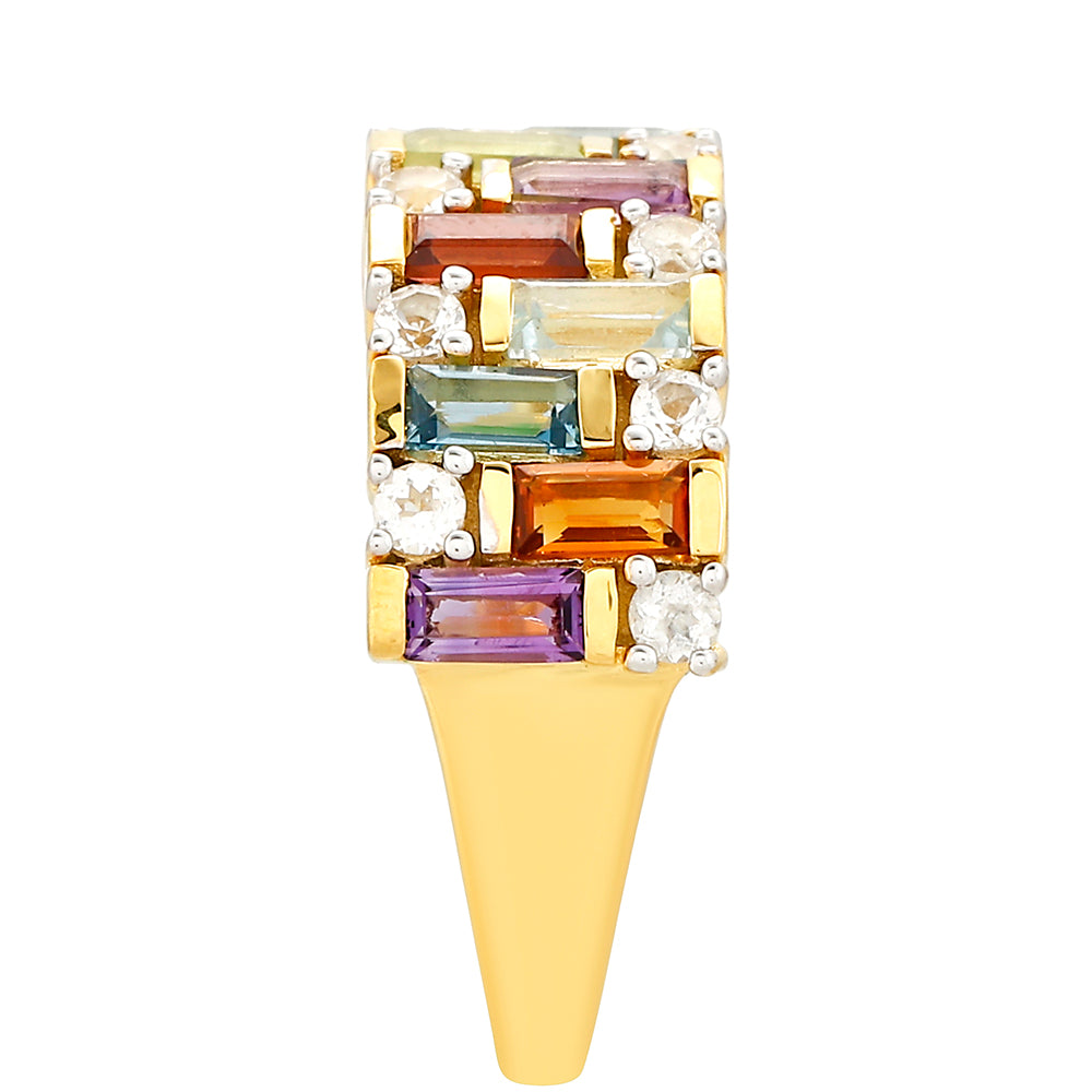 Anillo de Plata Bañada en Oro con Amatista y Citrino 3 