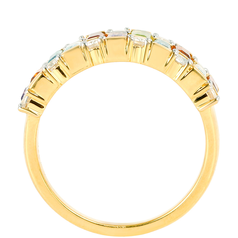 Anillo de Plata Bañada en Oro con Amatista y Citrino 4 