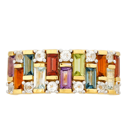 Anillo de Plata Bañada en Oro con Amatista y Citrino