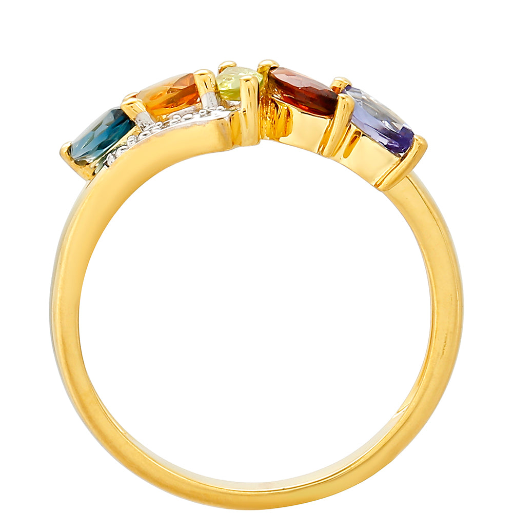 Anillo de Plata Bañada en Oro con Tanzanita y Citrino 4 