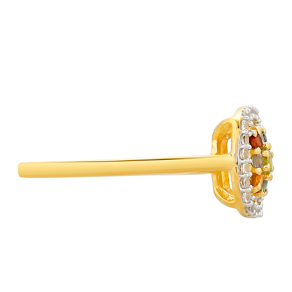 Anillo de Plata Bañada en Oro con Tanzanita y Citrino de Madeira 2 