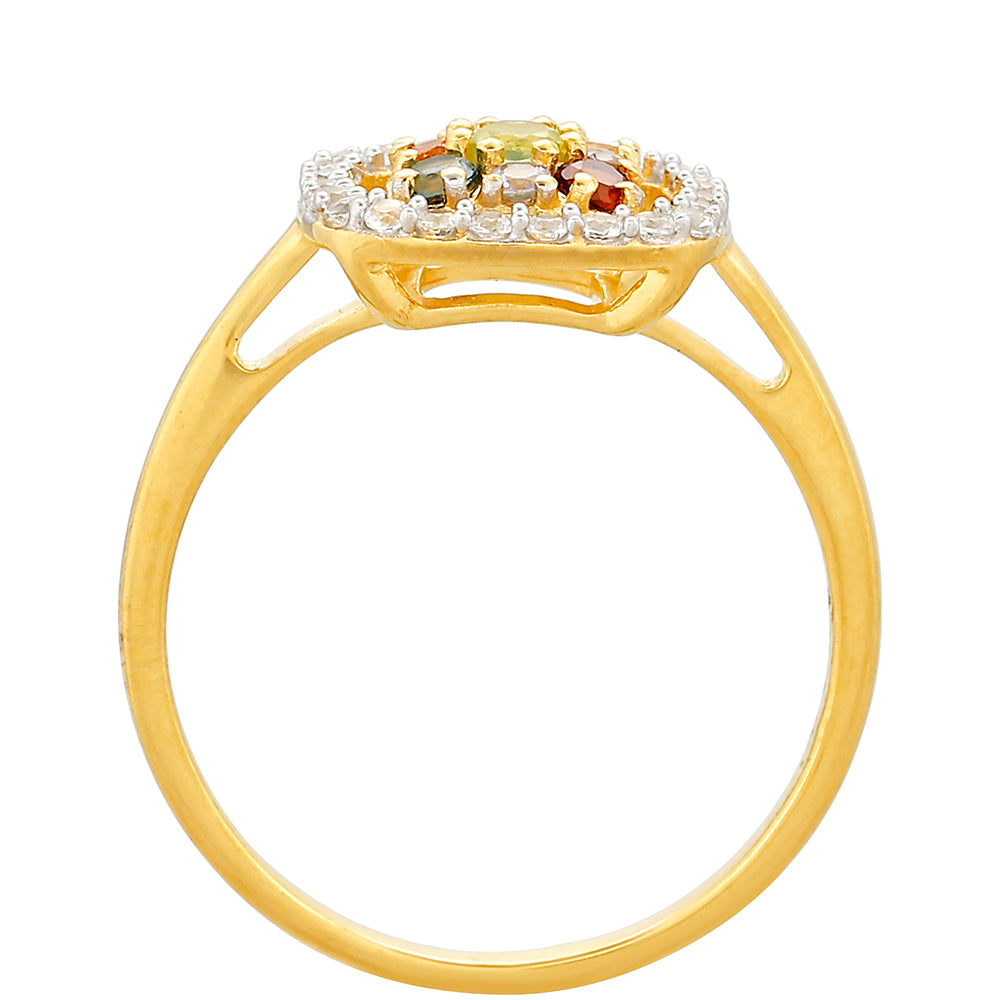 Anillo de Plata Bañada en Oro con Tanzanita y Citrino de Madeira