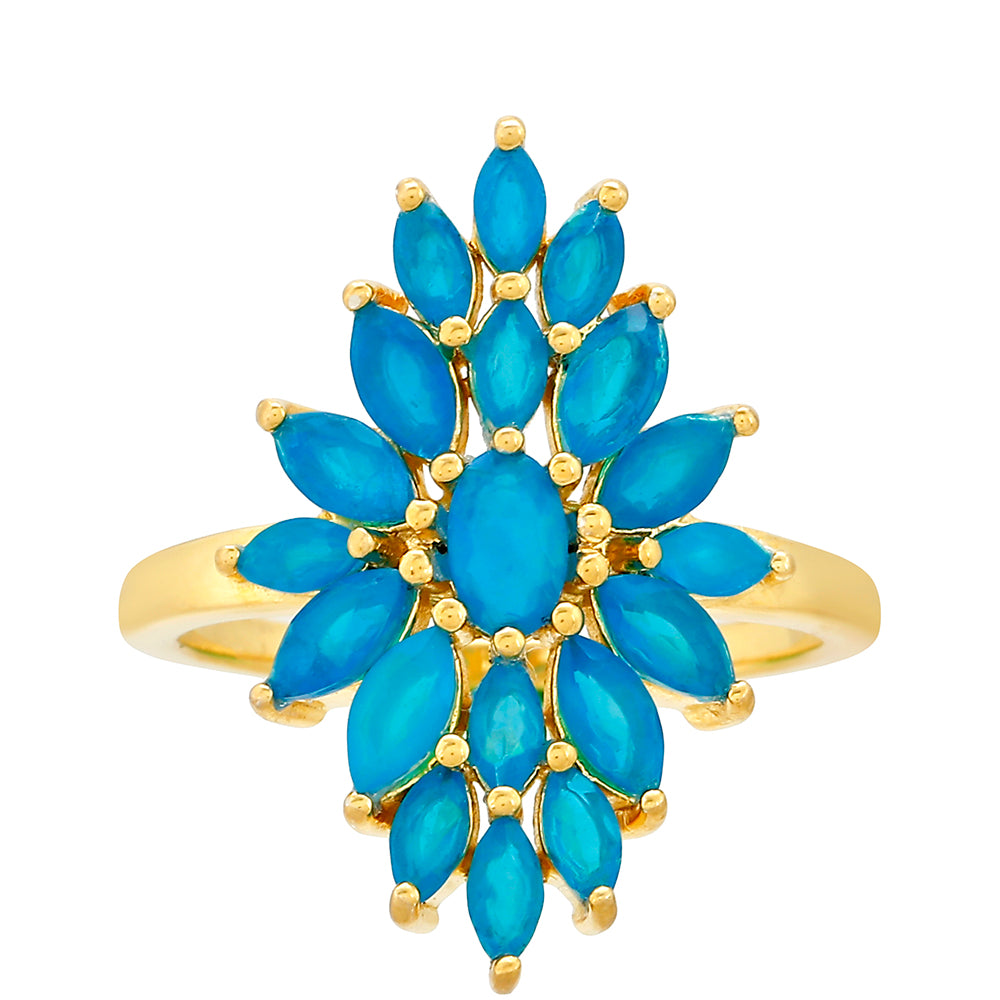 Anillo de Plata Bañada en Oro con Ópalo Azul Paraiba de Etiopía 1 