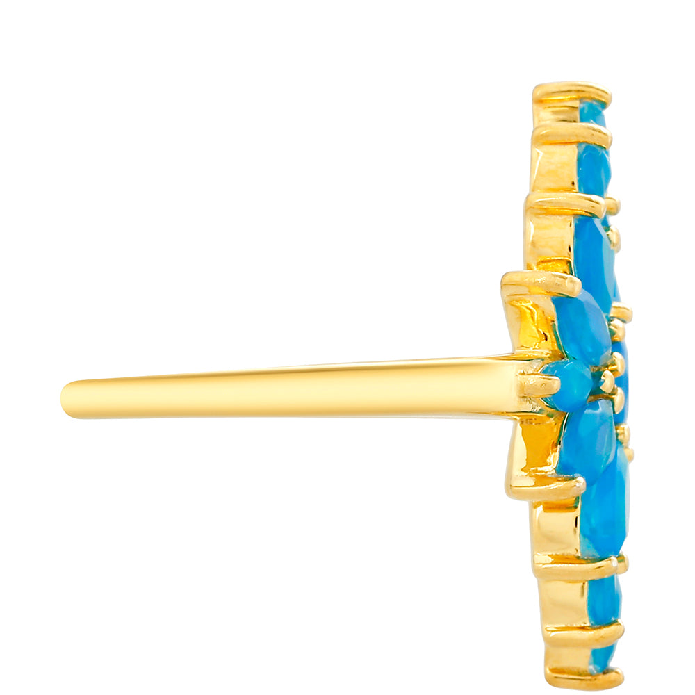 Anillo de Plata Bañada en Oro con Ópalo Azul Paraiba de Etiopía