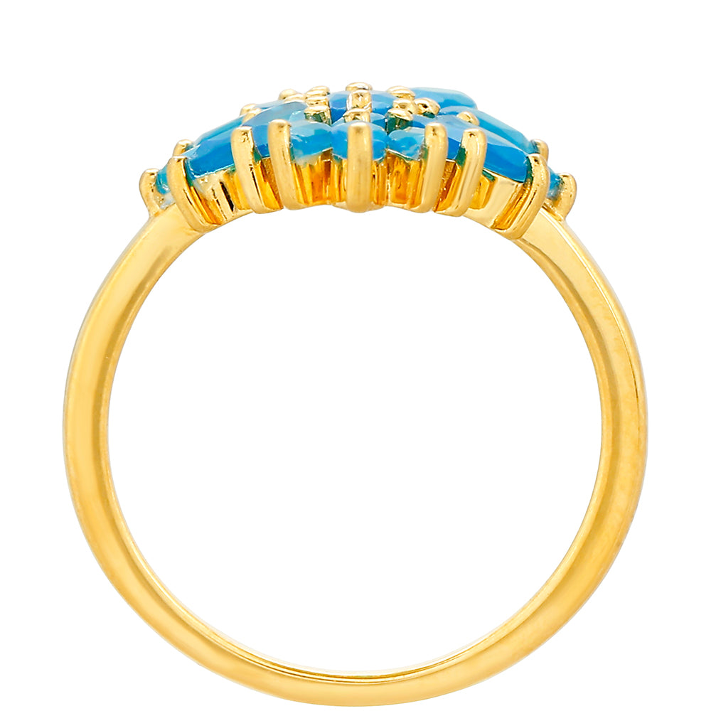 Anillo de Plata Bañada en Oro con Ópalo Azul Paraiba de Etiopía 4 