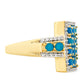 Anillo de Plata Bañada en Oro con Ópalo Azul Paraiba de Etiopía y Topacio Blanco