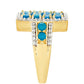 Anillo de Plata Bañada en Oro con Ópalo Azul Paraiba de Etiopía y Topacio Blanco