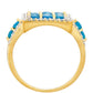 Anillo de Plata Bañada en Oro con Ópalo Azul Paraiba de Etiopía y Topacio Blanco
