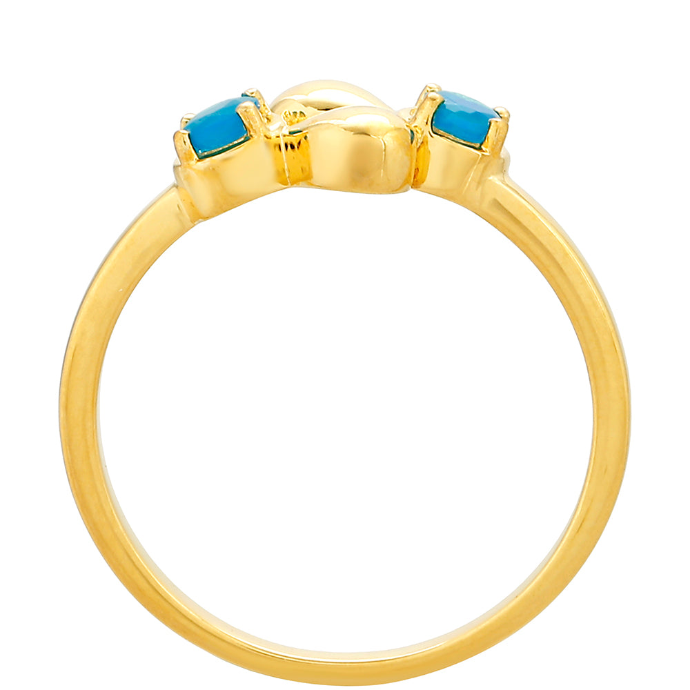 Anillo de Plata Bañada en Oro con Ópalo Azul Paraiba de Etiopía 4 